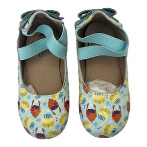 Monkey Feet Girl Toddler Cupcake MaryJanes Bow Colorful‎ Patterned Shoes Sz 2-3Y